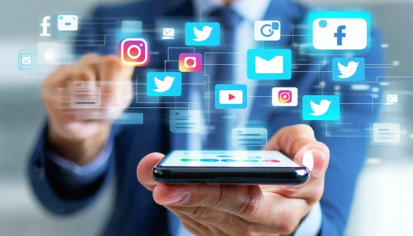 A small business owner using a smartphone to manag